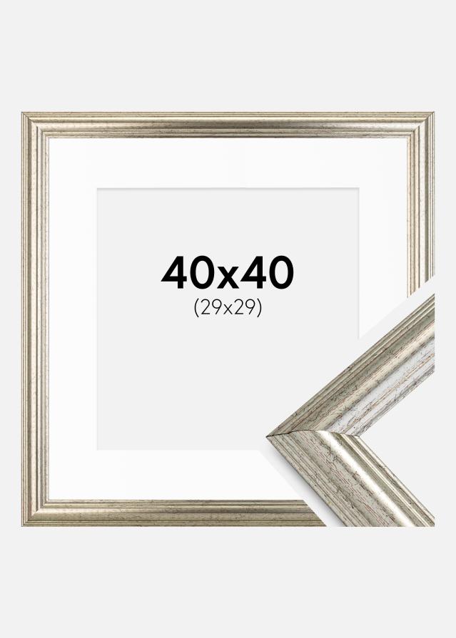 Cadre Västkusten Argent 40x40 cm - Passe-partout Blanc 30x30 cm