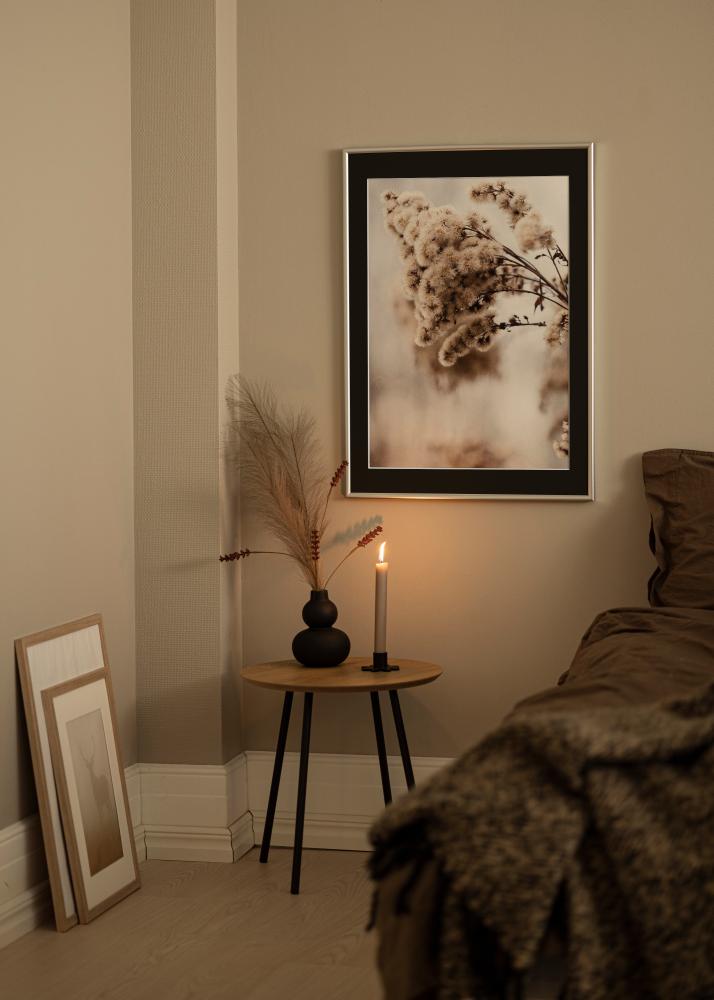 Cadre Victoria Argent 50x70 cm - Passe-partout Noir 33x56 cm