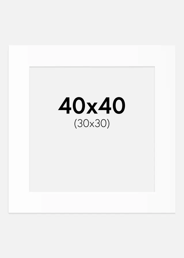 Passe-partout Blanc Standard (noyau blanc) 40x40 cm (30x30)