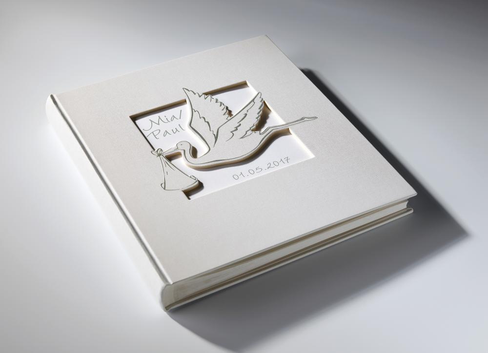 Cicogna Album bébé Blanc - 28x30,5 cm (50 pages blanches / 25 feuilles)