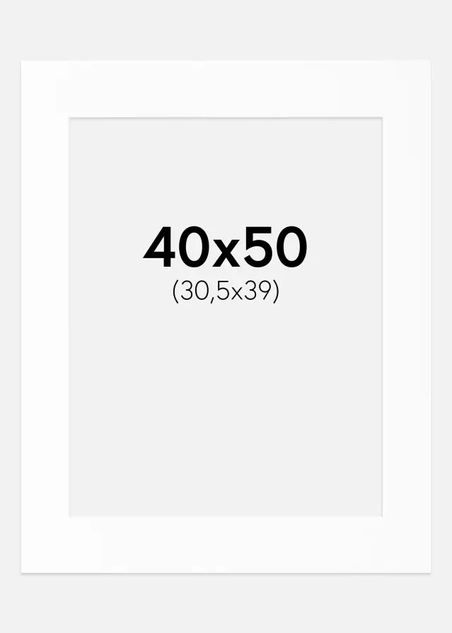 Passe-partout Blanc Standard (noyau blanc) 40x50 cm (30,5x39)