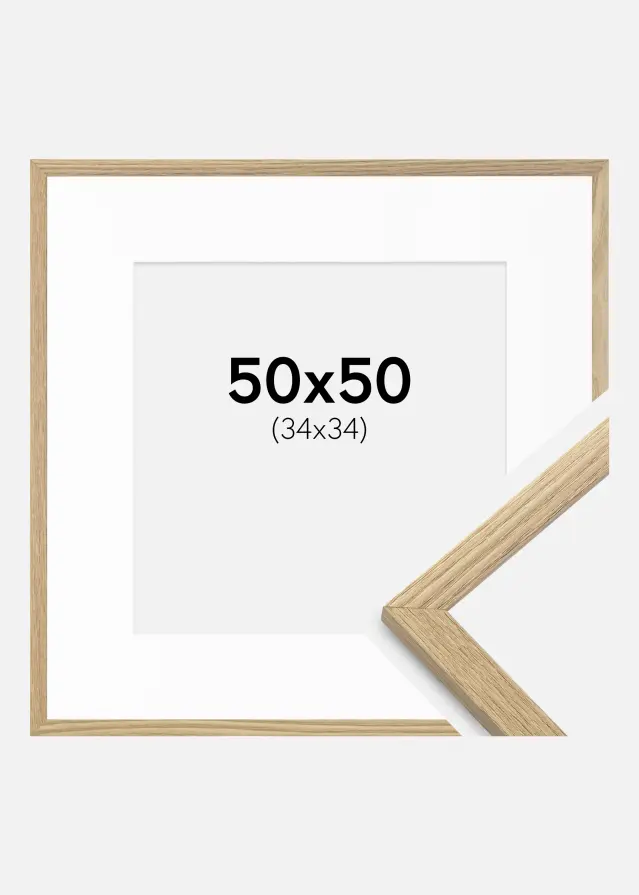 Cadre Trendy Chêne 50x50 cm - Passe-partout Blanc 35x35 cm
