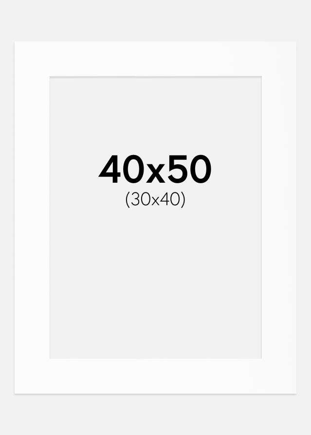 Passe-partout Blanc Standard (noyau blanc) 40x50 cm (30x40)