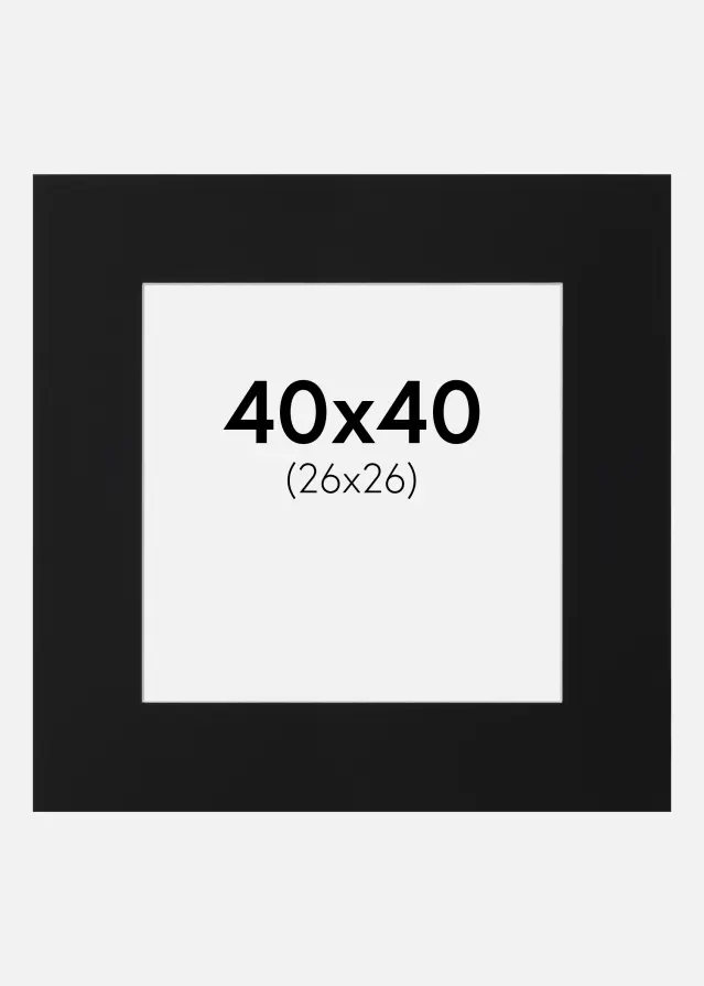 Passe-partout Noir Standard (noyau blanc) 40x40 cm (26x26)