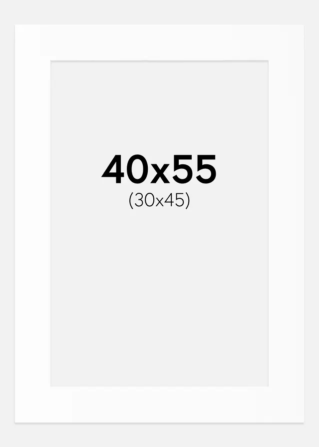 Passe-partout Blanc Standard (noyau blanc) 40x55 cm (30x45)