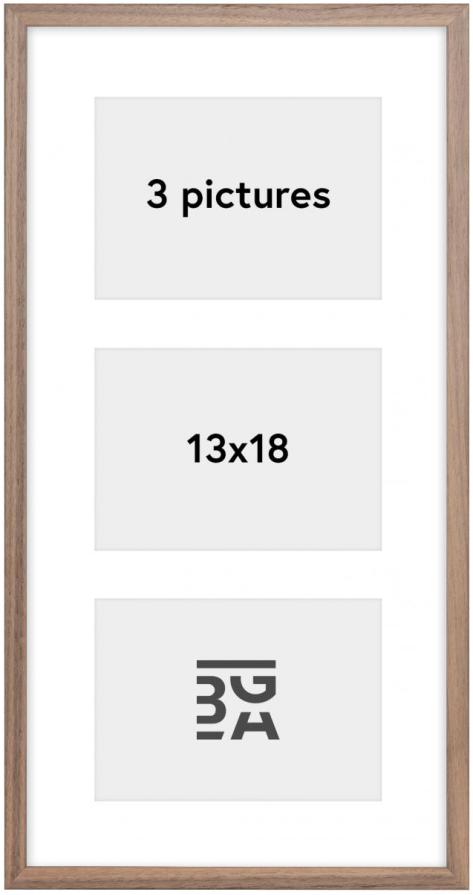 Edsbyn Cadre collage IX Noyer Clair - 3 images (13x18 cm)