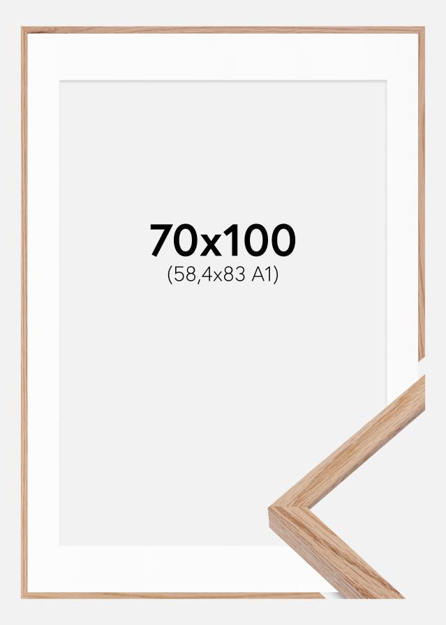 Cadre E-Line Chêne 70x100 cm - Passe-partout Blanc 59,4x84 cm