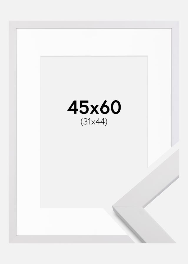 Cadre White Wood 45x60 cm - Passe-partout Blanc 32x45 cm