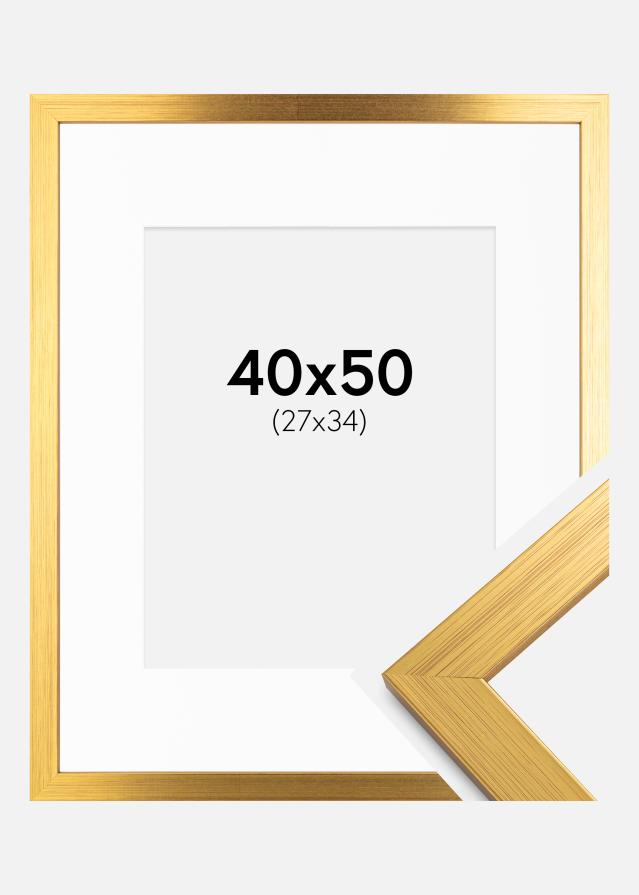 Cadre Gold Wood 40x50 cm - Passe-partout Blanc 28x35 cm