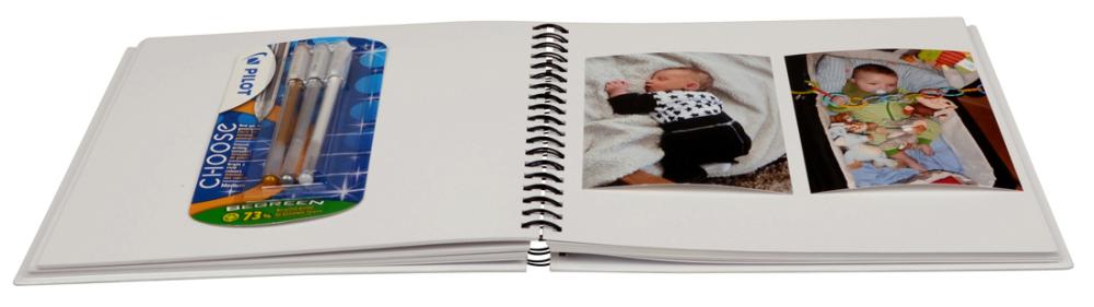 Album photo spirale carré Blanc - 25x25 cm (80 pages noires / 40 feuilles)