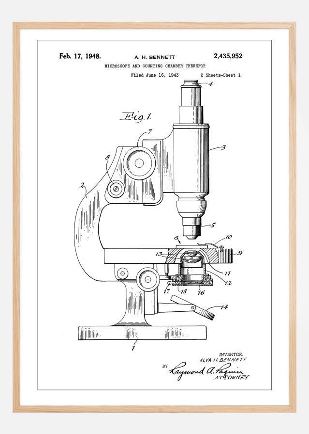 Patent Print - Microscope - White Poster