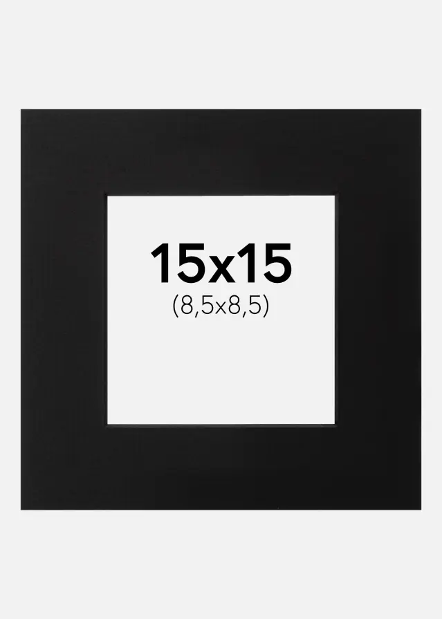 Passe-partout Noir (noyau noir) 15x15 cm (8,5x8,5)