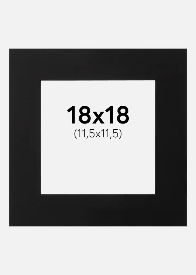 Passe-partout Noir (noyau noir) 18x18 cm (11,5x11,5)