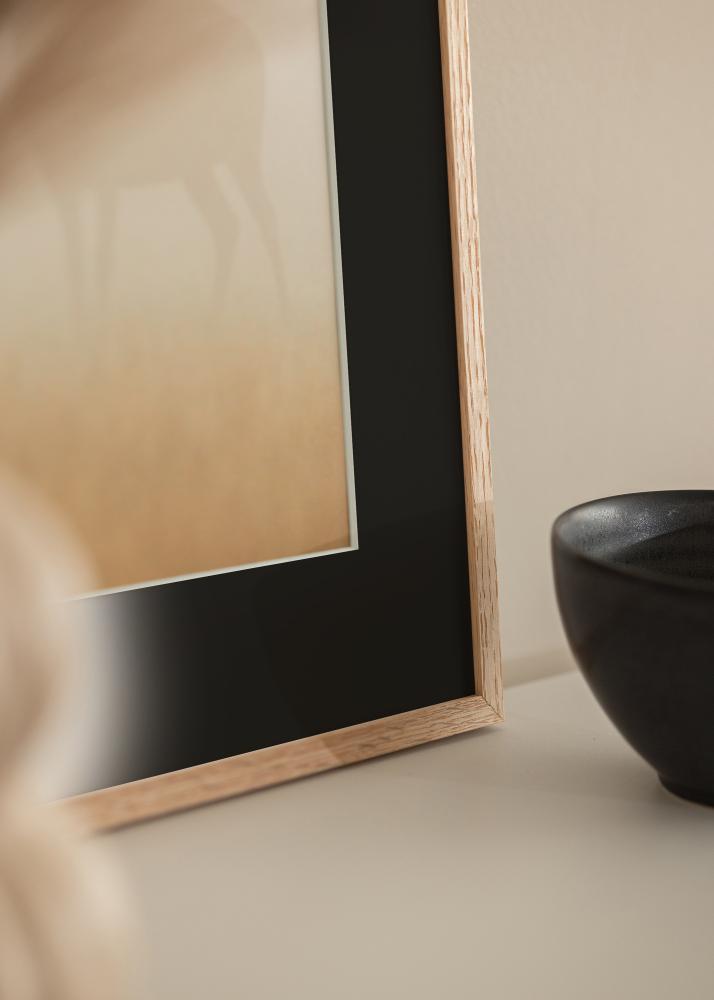 Cadre Mince Chêne 40x50 cm - Passe-partout Noir 27x35 cm