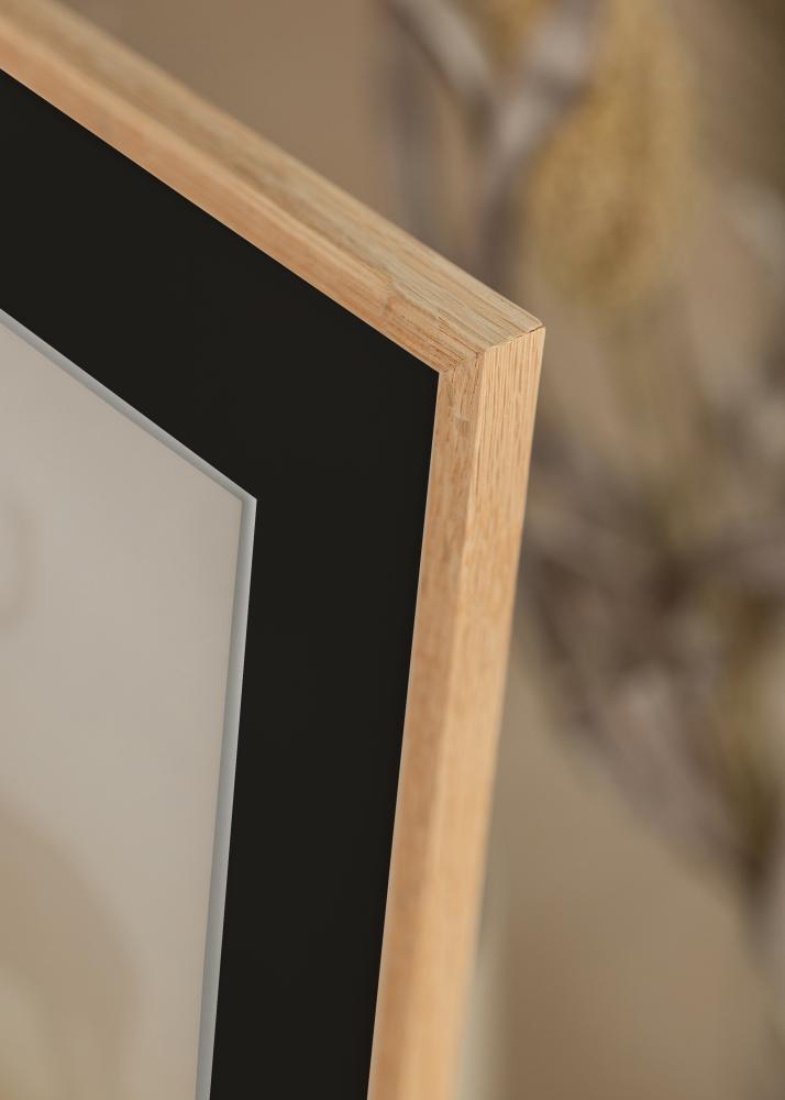 Cadre Mince Chêne 40x50 cm - Passe-partout Noir 27x35 cm