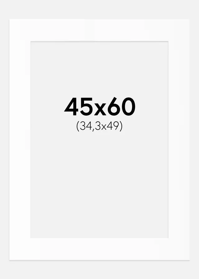 Passe-partout Blanc Standard (noyau blanc) 45x60 cm (34,3x49)