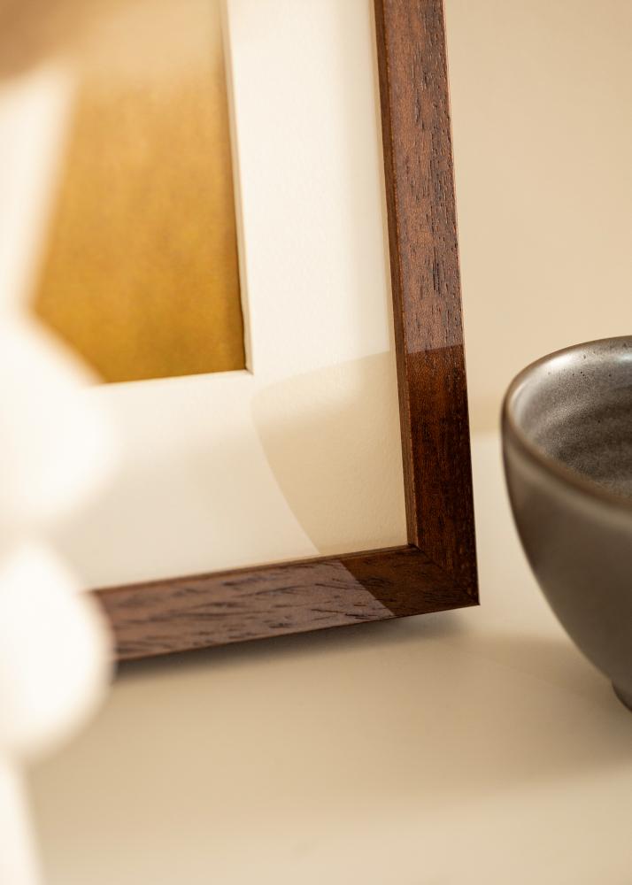 Cadre Hermes Teak 60x90 cm - Passe-partout Blanc 50x75 cm