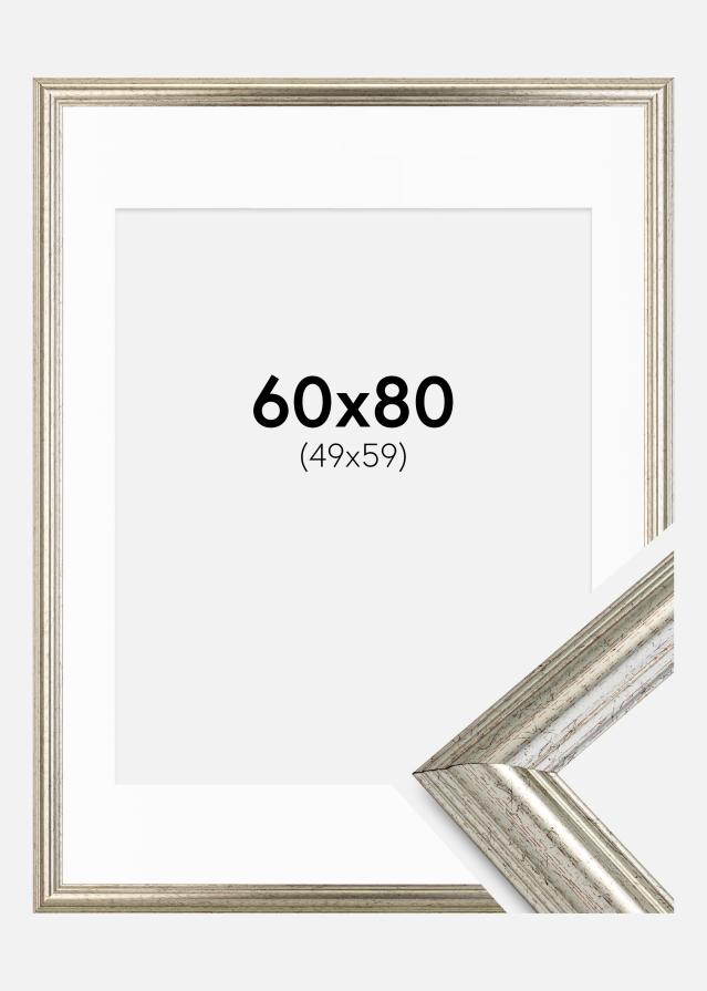 Cadre Västkusten Argent 60x80 cm - Passe-partout Blanc 50x60 cm
