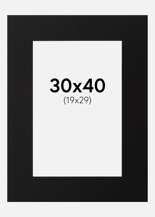 Passe-partout Noir (noyau noir) 30x40 cm (19x29)
