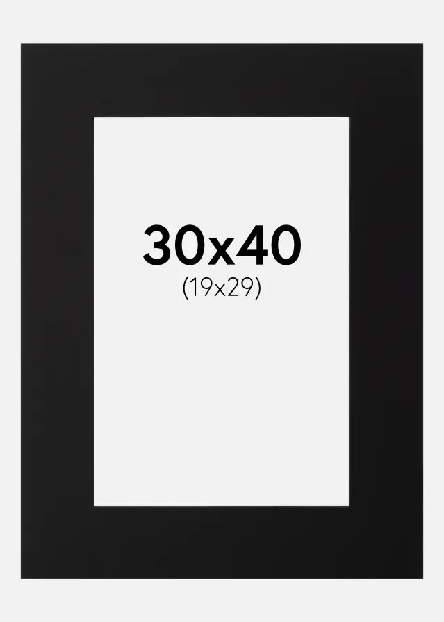 Passe-partout Noir (noyau noir) 30x40 cm (19x29)