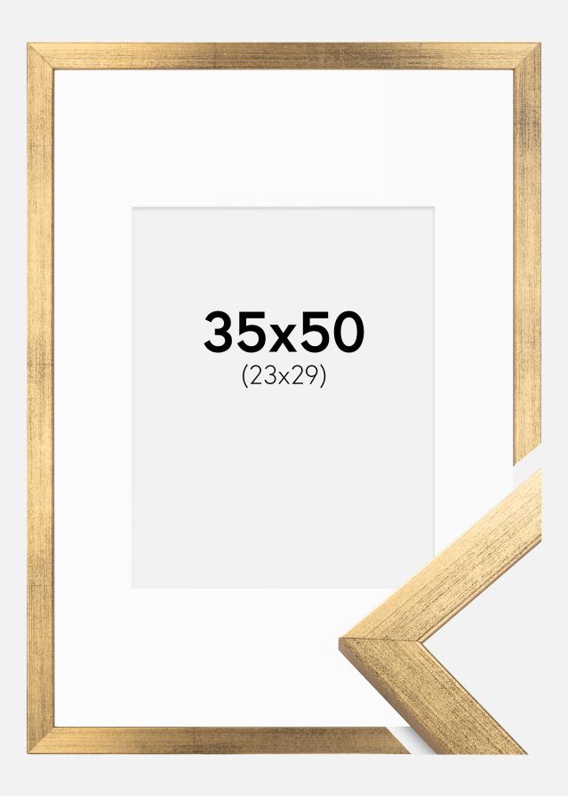 Cadre Stilren Or 35x50 cm - Passe-partout Blanc 24x30 cm