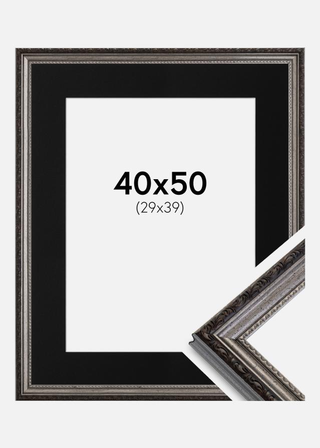 Cadre Abisko Argent 40x50 cm - Passe-partout Noir 30x40 cm