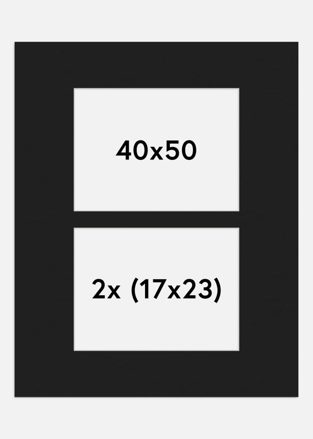 Passe-partout Noir 40x50 cm - Collage 2 Images (17x23 cm)