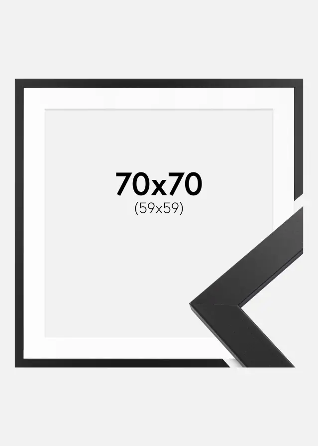 Cadre Black Wood 70x70 cm - Passe-partout Blanc 60x60 cm