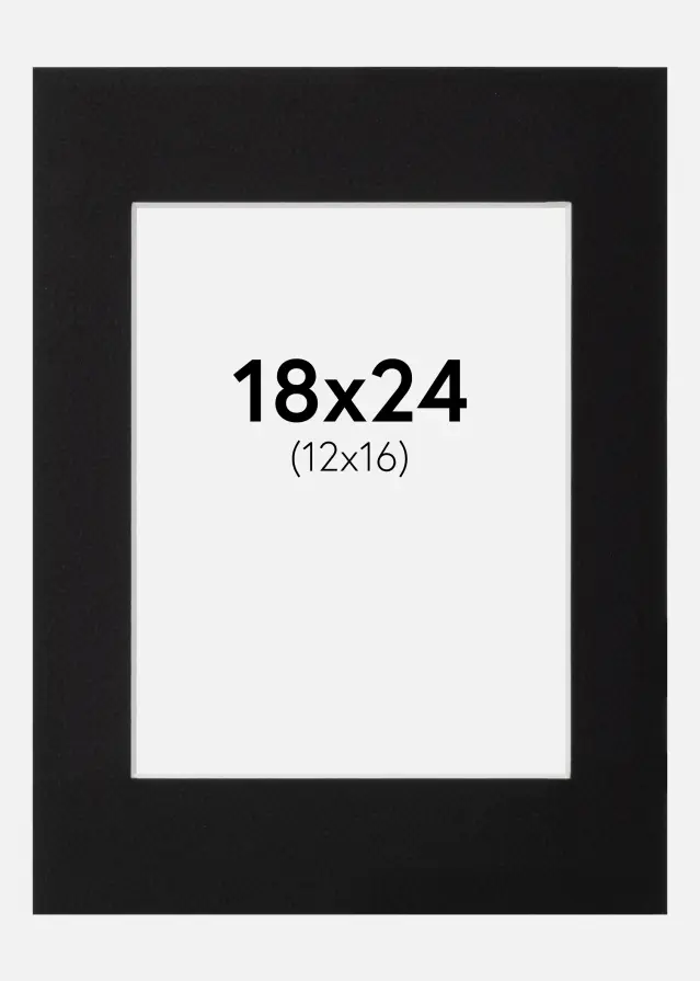 Passe-partout Noir Standard (noyau blanc) 18x24 cm (12x16)