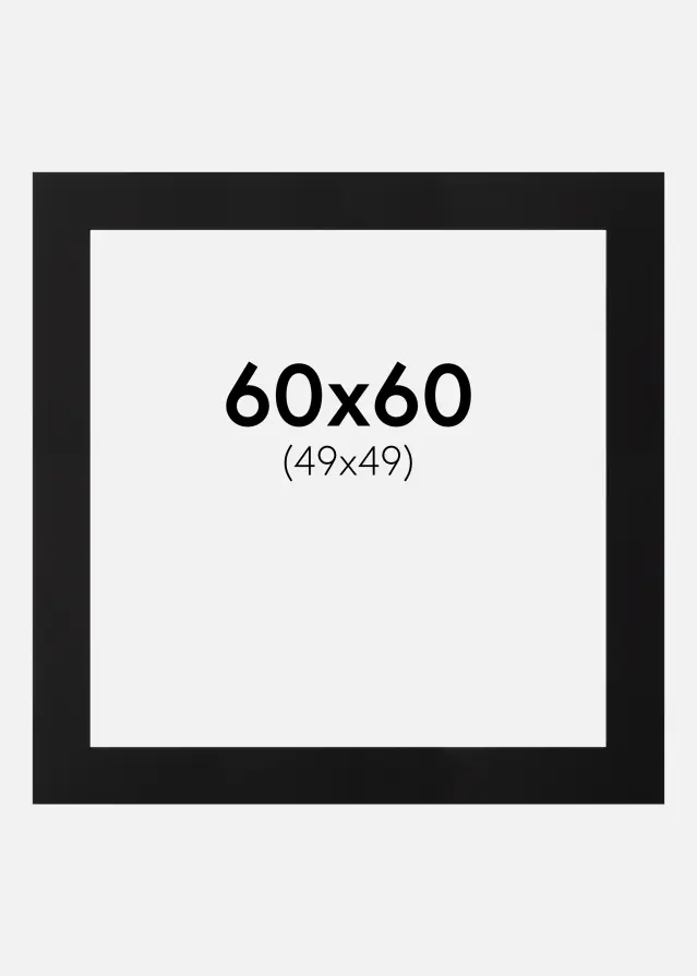 Passe-partout Noir (noyau noir) 60x60 cm (49x49)