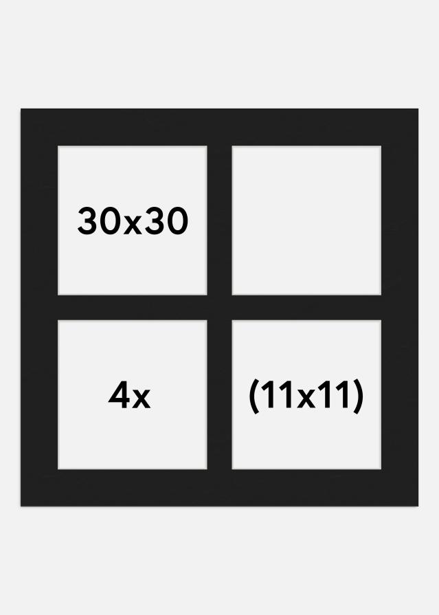 Passe-partout Noir 30x30 cm - Collage 4 Images (11x11 cm)