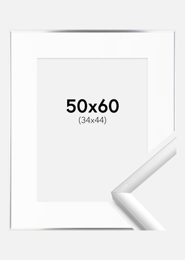 Cadre New Lifestyle Argent 50x60 cm - Passe-partout Blanc 35x45 cm