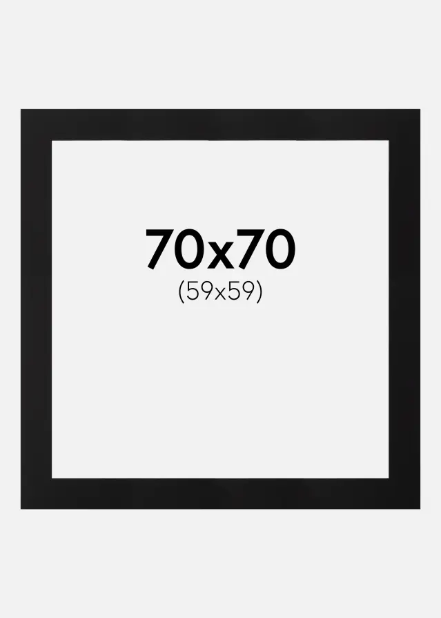 Passe-partout Noir (noyau noir) 70x70 cm (59x59)