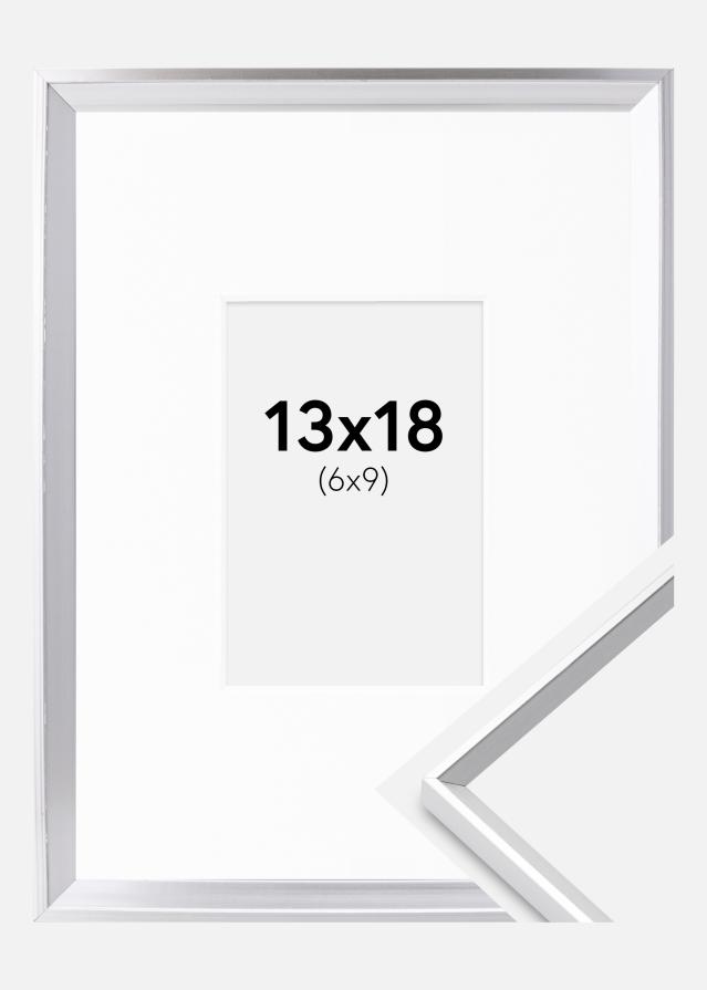 Cadre Desire Argent 13x18 cm - Passe-partout Blanc 7x10 cm