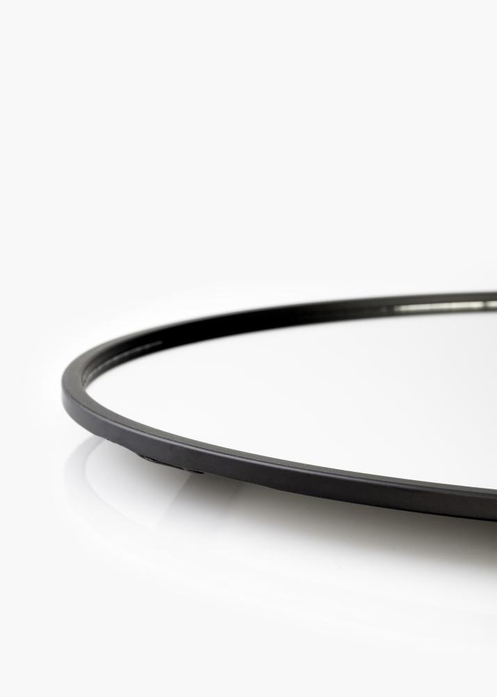 KAILA Miroir rond avec étagère - Noir 35x55 cm