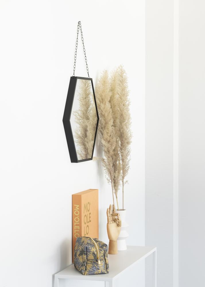 KAILA Miroir Hex Chain - Noir 39x45 cm