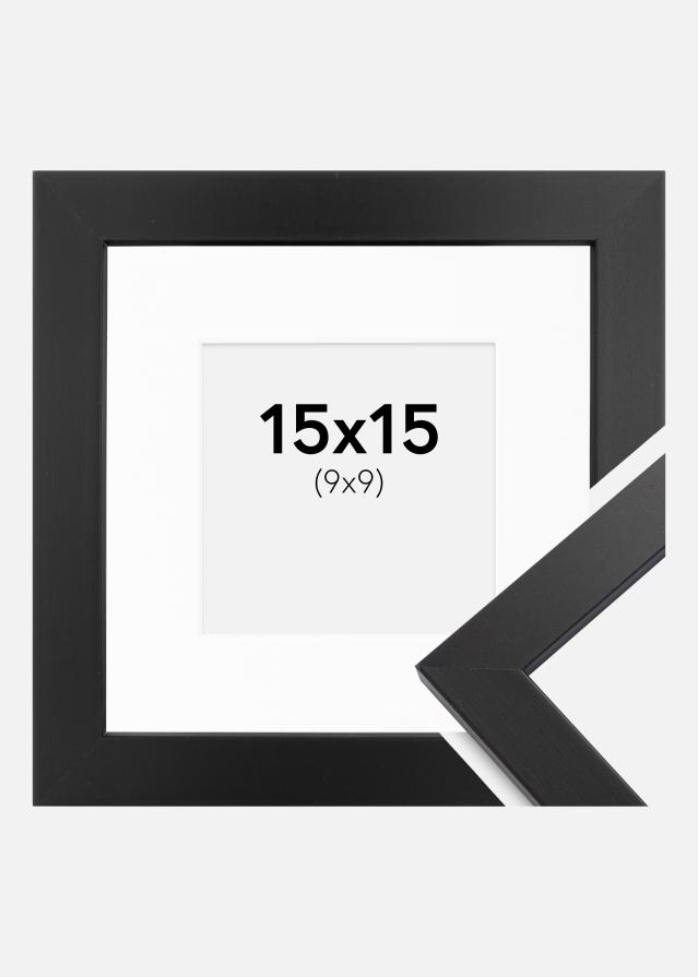 Cadre Black Wood 15x15 cm - Passe-partout Blanc 10x10 cm