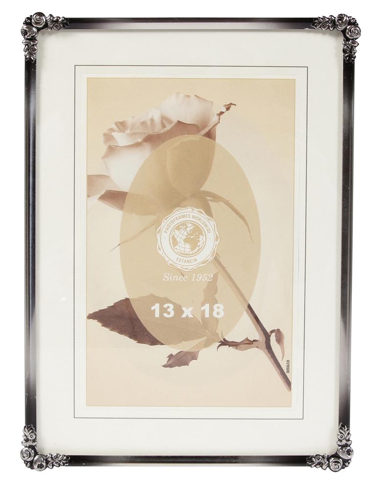 Cadre Roses Métal Argent 20x25 cm