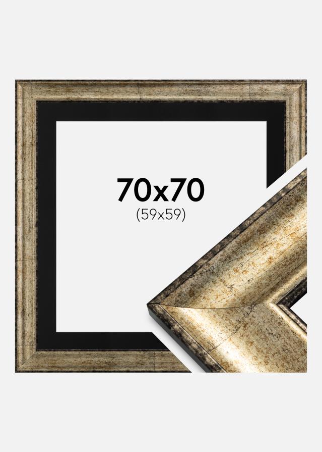 Cadre Saltsjöbaden Or antique 70x70 cm - Passe-partout Noir 60x60 cm