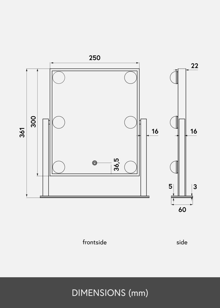 KAILA Miroir de maquillage VII Blanc - 30x36 cm