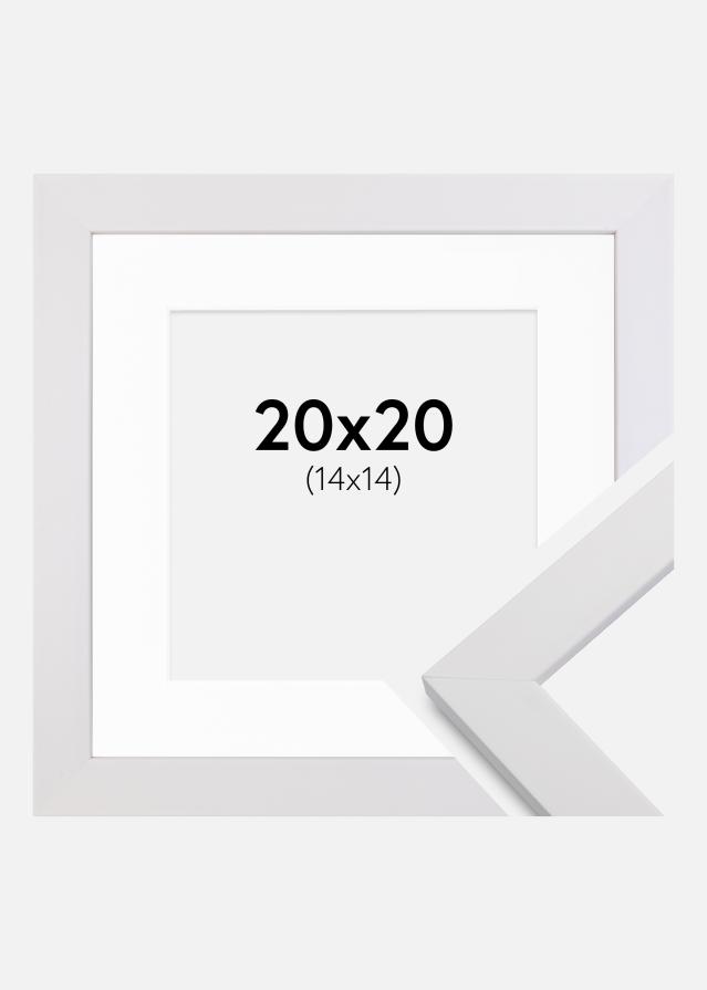 Cadre White Wood 20x20 cm - Passe-partout Blanc 15x15 cm