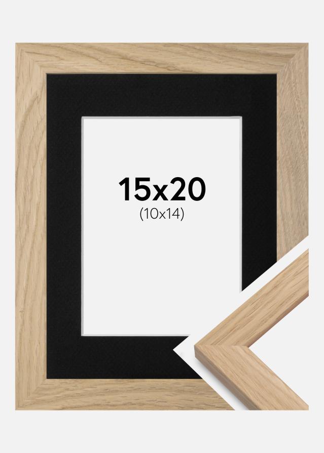 Cadre Oak Wood 15x20 cm - Passe-partout Noir 11x15 cm