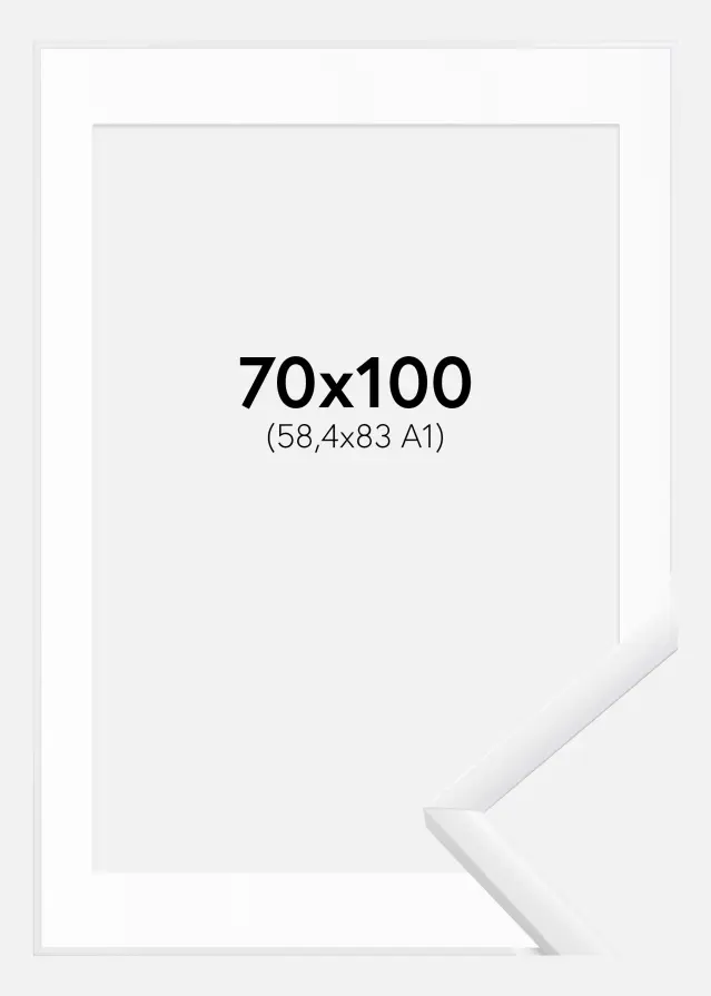 Cadre New Lifestyle Blanc 70x100 cm - Passe-partout Blanc 59,4x84 cm (A1)