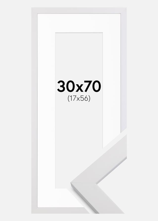 Cadre White Wood 30x70 cm - Passe-partout Blanc 18x57 cm