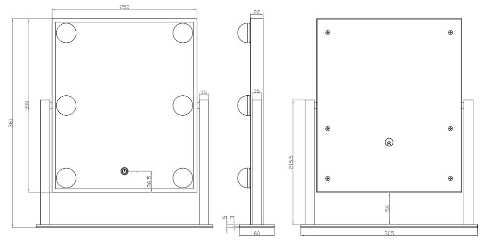 KAILA Miroir de maquillage VII Blanc - 30x36 cm
