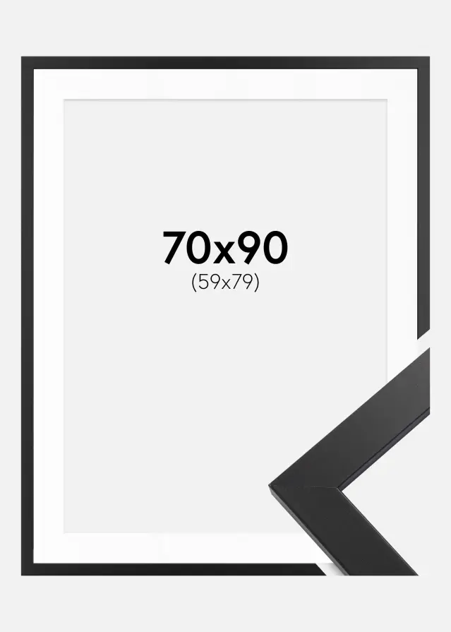 Cadre Black Wood 70x90 cm - Passe-partout Blanc 60x80 cm