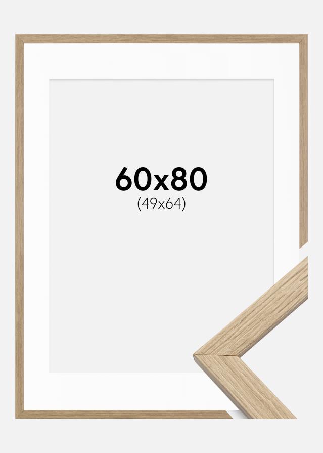 Cadre Stilren Verre acrylique Chêne 60x80 cm - Passe-partout Blanc 50x65 cm