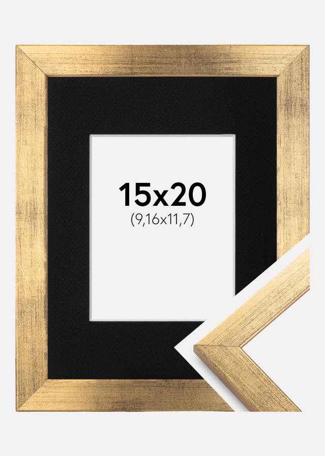 Cadre Stilren Or 15x20 cm - Passe-partout Noir 4x5 pouces