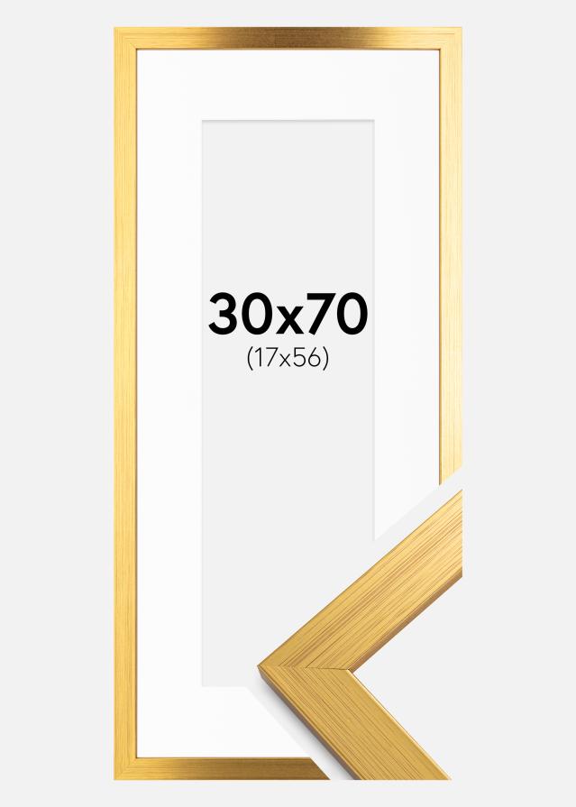Cadre Gold Wood 30x70 cm - Passe-partout Blanc 18x57 cm