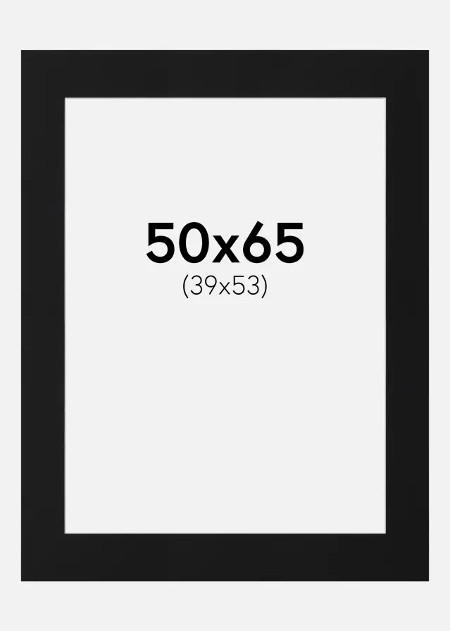 Passe-partout Noir Standard (noyau blanc) 50x65 cm (39x53)